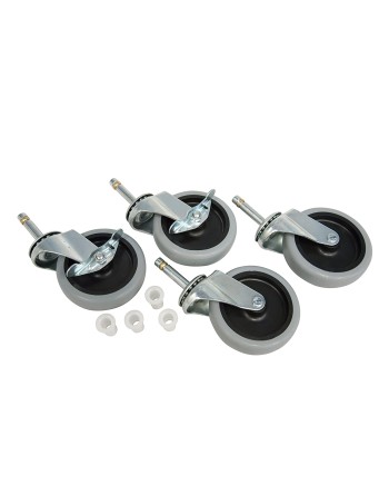 Executive Quiet 4" Stem Caster/8"Wheel & Axle Kit (5pcs) - Grey, 1/EA - [Cleaning Supplies Canada Discounts] - 1878367 - [Defend