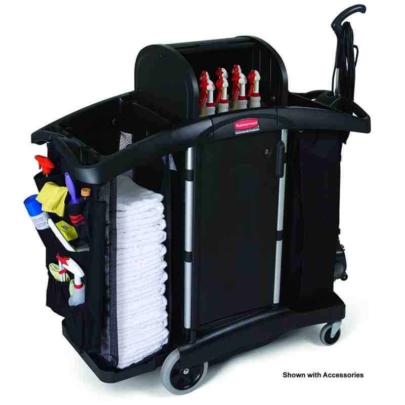 Rubbermaid FG9T7800BLA Executive Series High Security Housekeeping Cart, Black, - [DefendUse.com] - FG9T7800BLA - Executive Seri
