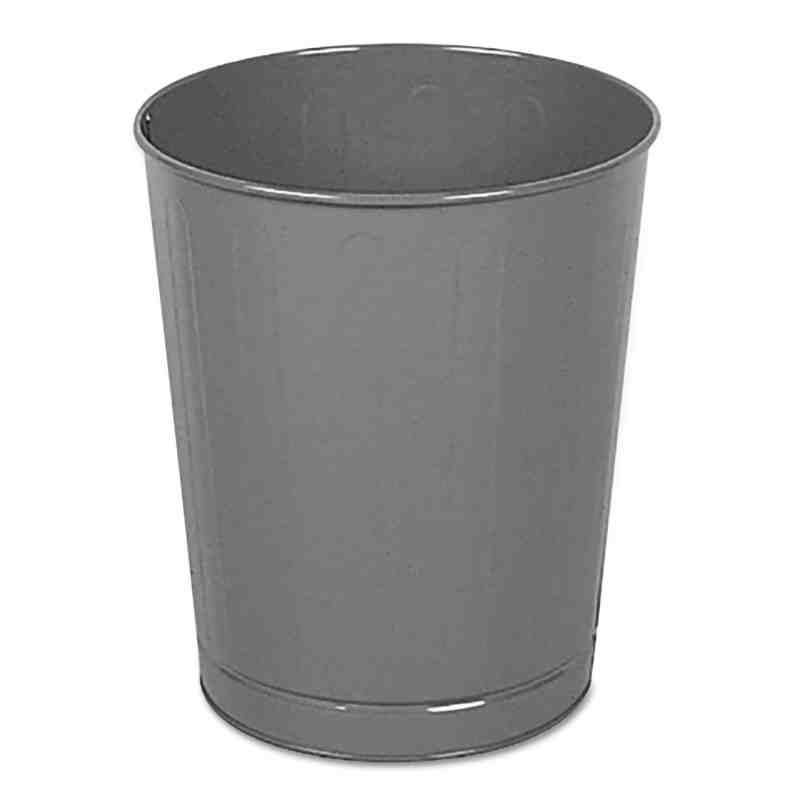 Rubbermaid FGWB26GR Steel 26 Quart. Round Wastebasket, Case of 6 - [DefendUse.com] - FGWB26GR - Steel Open Top Wastebasket