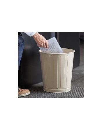 Rubbermaid WB26AL 6 1/2 gal Steel Round Trash Basket, Almond - [DefendUse.com] - FGWB26AL - Steel Open Top Wastebasket