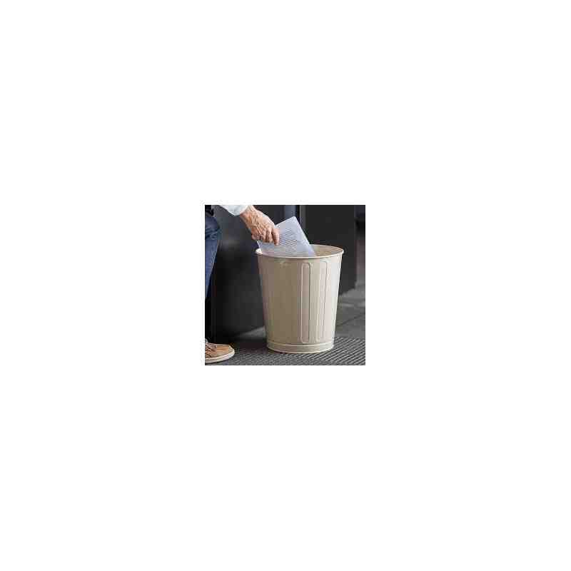 Rubbermaid WB26AL 6 1/2 gal Steel Round Trash Basket, Almond - [DefendUse.com] - FGWB26AL - Steel Open Top Wastebasket