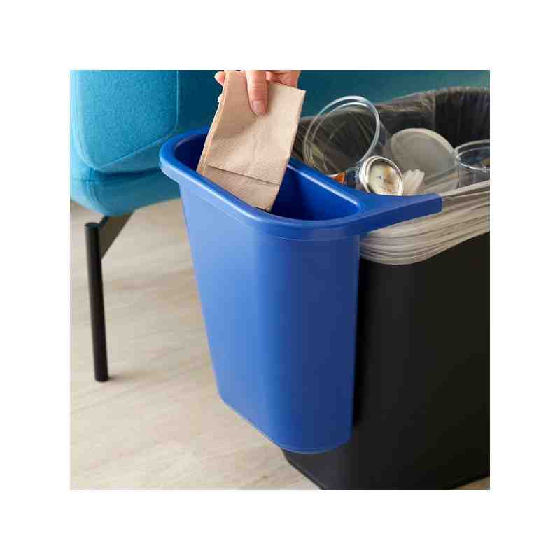 Rubbermaid FG295073BLUE 13.62 Qt. / 3.41 Gallon Blue Oval Wastebasket Side Bin - [Cleaning Supplies Canada Discounts] - FG295073