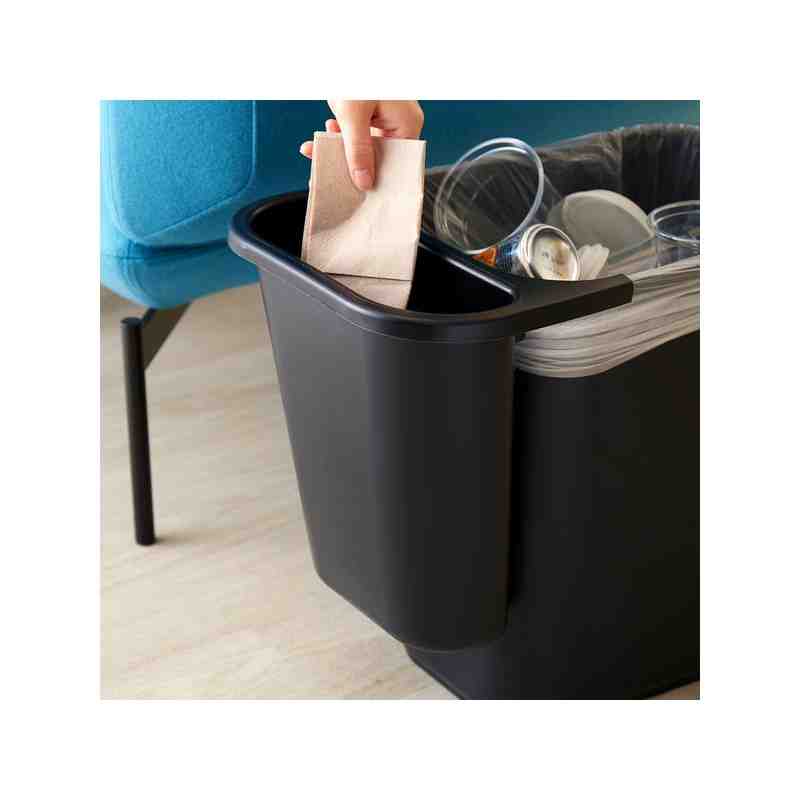 Rubbermaid FG295073BLA 13.62 Qt. / 3.41 Gallon Black Oval Wastebasket Side Bin - [Cleaning Supplies Canada Discounts] - FG295073