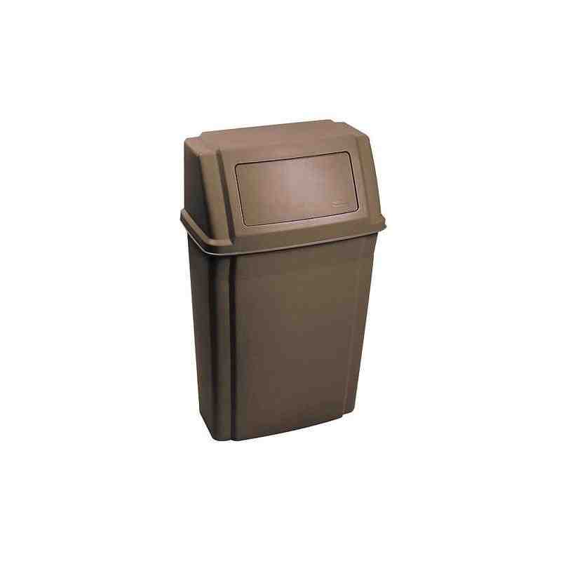 Rubbermaid FG782200BRN Brown 15 Gallon Wall Mount Rectangular Trash Can - [Cleaning Supplies Canada Discounts] - FG782200BRN - [