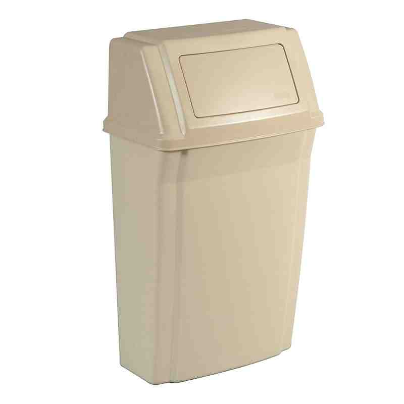 Rubbermaid FG782200BEIG Beige 15 Gallon Wall Mount Rectangular Trash Can - [Cleaning Supplies Canada Discounts] - FG782200BEIG -