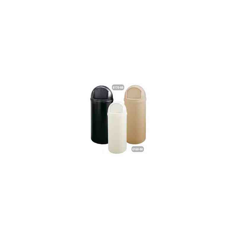 Rubbermaid FG817088BLA Marshal Classic Black Round Resin Waste Receptacle with Retainer Bands 100 Qt. / 25 Gallon - [DefendUse.c