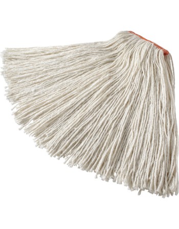 Rubbermaid Commercial Premium Cut-End Rayon Mop, 20-Ounce Size, 1-Inch Orange Headband, White (FGF41700) - [Cleaning Supplies Ca