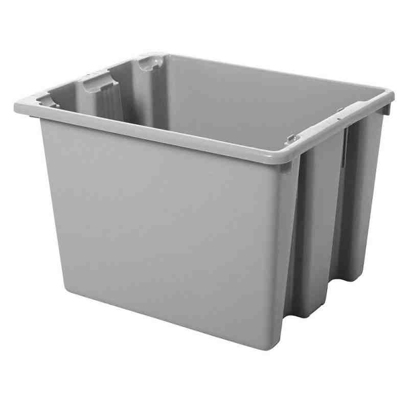 Rubbermaid FG172200GRAY Gray Palletote Box - 1.6 cu. ft, Stack & Nest 19.5x15.5x13" - Gray - [Cleaning Supplies Canada Discounts