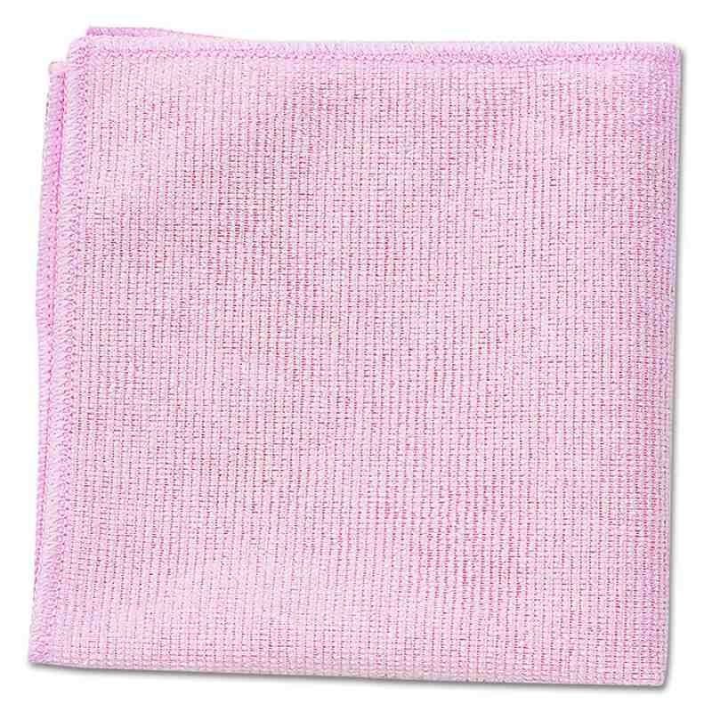 Rubbermaid Commercial 1820581 Microfiber Economy Cloth, 16-inch by 16-inch, Pink- Red[24/pk], 24/PK - [DefendUse.com] - 1820581 