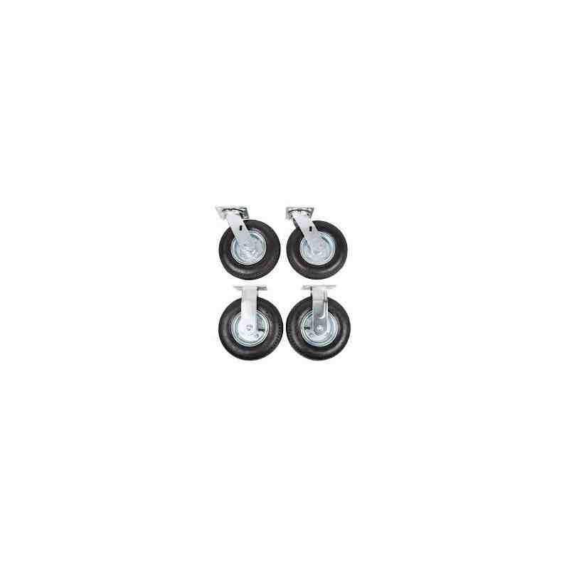 Rubbermaid FG4592000000 8" Pneumatic Rigid and Swivel Plate Casters for Rubbermaid Carts - 4/Set - [Cleaning Supplies Canada Dis