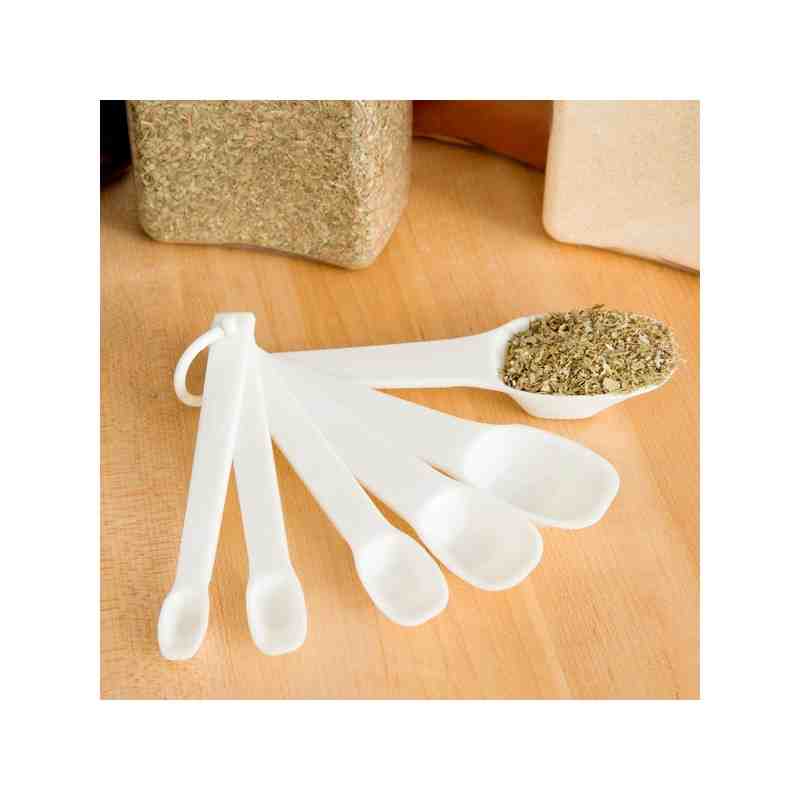 Rubbermaid FG8316ASWHT 6-Piece White Plastic Measuring Spoon Set - [Cleaning Supplies Canada Discounts] - FG8316ASWHT - [DefendU