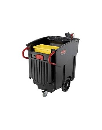 Rubbermaid FG9W7300BLA Mega Brute Black 120 Gallon Rectangular Executive Series Mobile Waste Collector - [DefendUse.com] - FG9W7