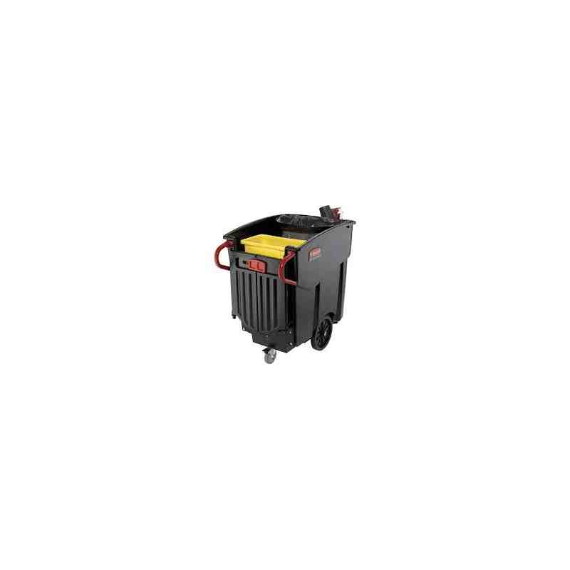 Rubbermaid FG9W7300BLA Mega Brute Black 120 Gallon Rectangular Executive Series Mobile Waste Collector - [DefendUse.com] - FG9W7