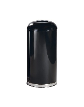 Rubbermaid FGR32EGLBK 15-Gallon Open Top Trash Receptacle, 15-Inch Diameter, Black Steel - [DefendUse.com] - FGR32EGLBK - Round 