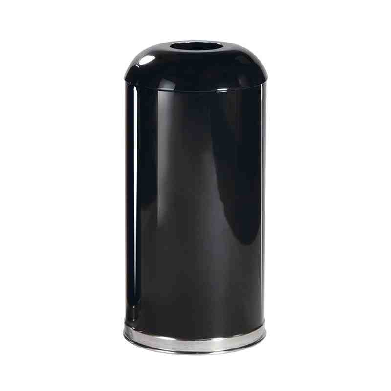 Rubbermaid FGR32EGLBK 15-Gallon Open Top Trash Receptacle, 15-Inch Diameter, Black Steel - [DefendUse.com] - FGR32EGLBK - Round 