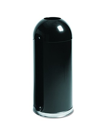 Rubbermaid FGR1536EOTGLBK 15-gal Indoor Decorative Trash Can - Metal, Black - [DefendUse.com] - FGR1536EOTGLBK - Round Open Top 