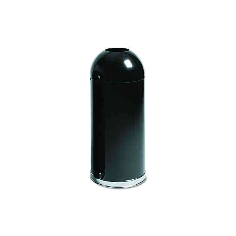 Rubbermaid FGR1536EOTGLBK 15-gal Indoor Decorative Trash Can - Metal, Black - [DefendUse.com] - FGR1536EOTGLBK - Round Open Top 