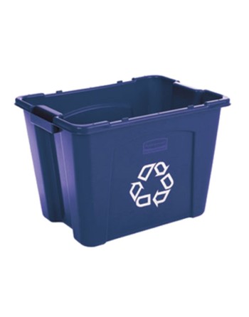 Rubbermaid FG571473BLUE 14 Gallon Blue Rectangular Curbside Recycling Bin - [DefendUse.com] - FG571473BLUE - Household Recycling