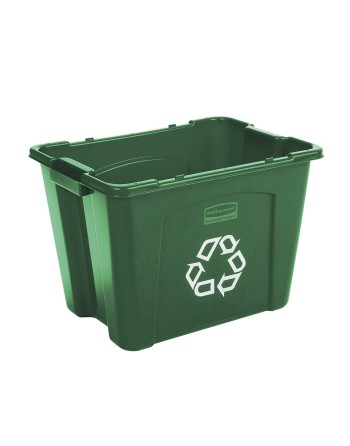 Rubbermaid FG571473GRN 14 Gallon Green Rectangular Curbside Recycling Bin - [DefendUse.com] - FG571473GRN - Household Recycling 