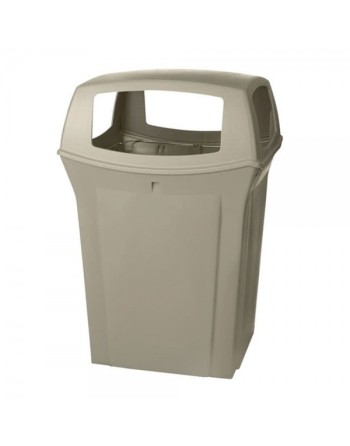 Rubbermaid FG917388BEIG Ranger Beige Square Container with 4 Openings 45 Gallon - [DefendUse.com] - FG917388BEIG - Rangers Serie