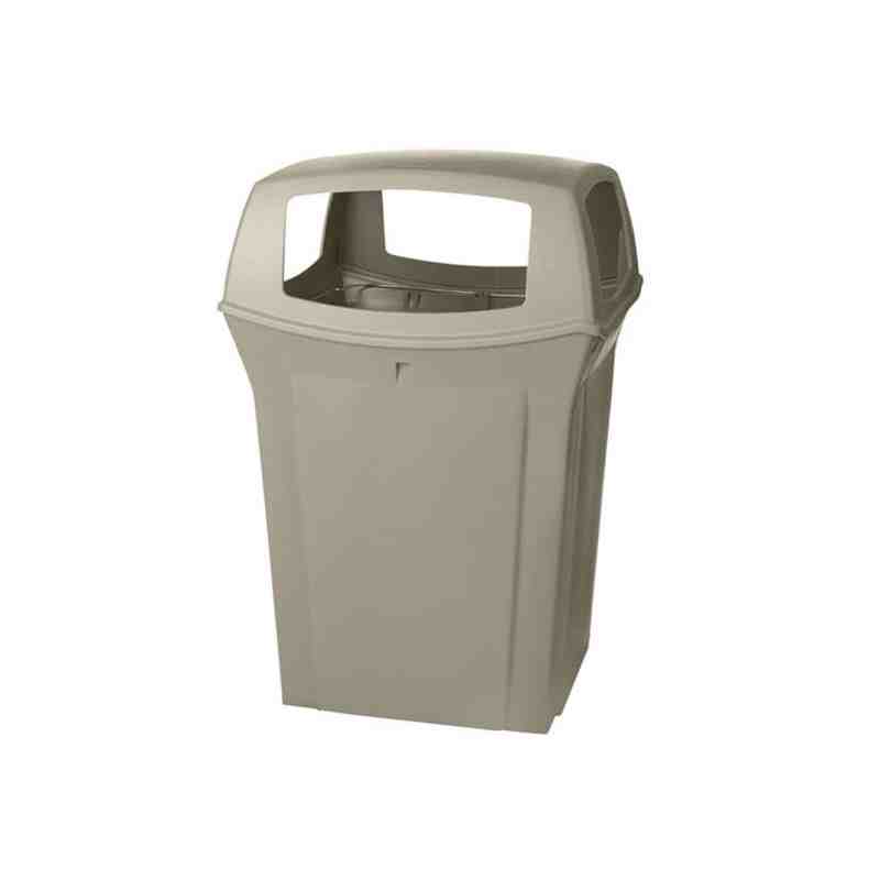 Rubbermaid FG917388BEIG Ranger Beige Square Container with 4 Openings 45 Gallon - [DefendUse.com] - FG917388BEIG - Rangers Serie