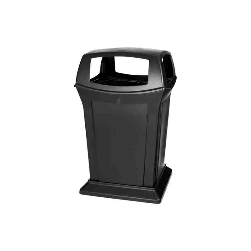 Rubbermaid FG917388BLA Ranger Black Square Container with 4 Openings 45 Gallon - [DefendUse.com] - FG917388BLA - Rangers Series