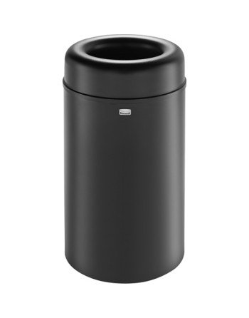 RUBBERMAID FGAOT30BKPL Crowne Open-Top Round Waste Receptacle, Steel, 30 US gal. - [DefendUse.com] - FGAOT30BKPL - Crowne Series