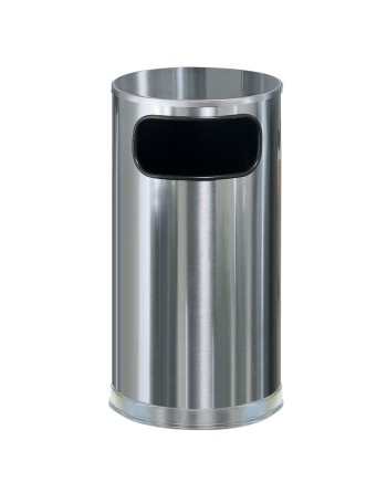 Rubbermaid FGSO16SSSGL Metallic Round Satin Stainless Steel Waste Receptacle with Galvanized Steel Liner 12 Gallon - [DefendUse.