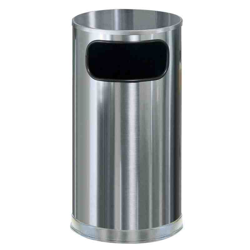 Rubbermaid FGSO16SSSGL Metallic Round Satin Stainless Steel Waste Receptacle with Galvanized Steel Liner 12 Gallon - [DefendUse.