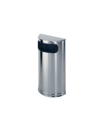 Rubbermaid Commercial European and Metallic Series Receptacle, Half-Round, 9 Gallons, Satin Stainless (SO8SSSPL) - [DefendUse.co
