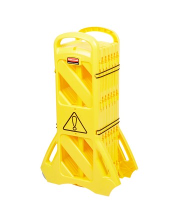 RUBBERMAID FG9S1100YEL Portable Mobile Barriers, 13' L, Plastic, Yellow Height: 40" Length: 13" - [DefendUse.com] - FG9S1100YEL 