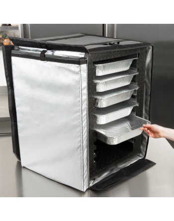Rubbermaid FG9F1400CGRAY ProServe Insulated Food Pan Carrier End Load Full Size Gray Nylon 27" x 21 1/2" x 29" - [Cleaning Suppl