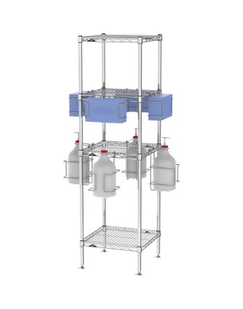 PPE Sanitizing Station Tree with Shelves, 4 Way Sanitize, 18" x 18" x 63" - 1