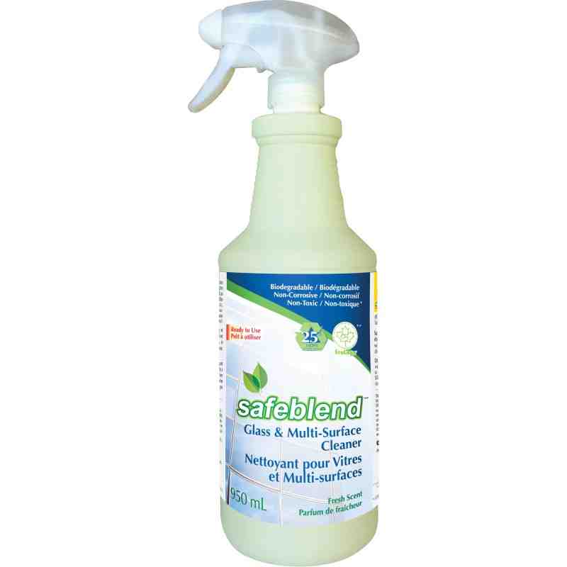 SAFEBLEND WRBXX0D Fragrance-Free Glass & Multi-Surface Cleaner, Trigger Bottle Container Size: 950 ml - [DefendUse.com] - WRBXX0