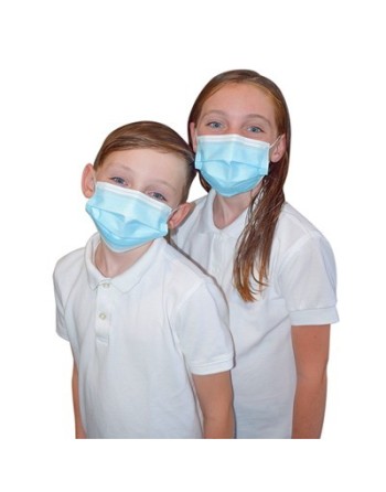 GLOBE Disposable Face Mask, 3-Ply Disposable Masks, ASTM Level 2,  Blue, Child Size, 50/BX, 40PK/CS - [DefendUse.com] - 7737 - D