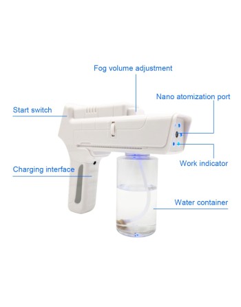 *Rechargeable Blue Light Nanotechnology Cold-Spray Gun Atomizing Disinfection Sprayer, Wireless Spray Machine 350 mL - [DefendUs