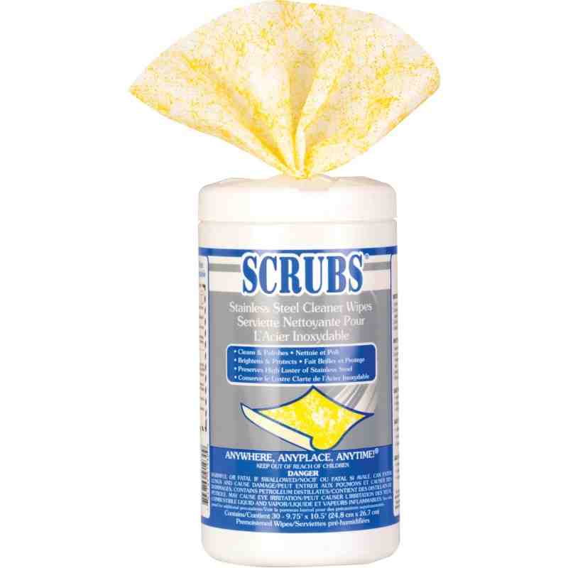 Scrubs® Stainless Steel Cleaner Wipes, 30 Wipes, 10-1/2" x 9-3/4" - [Cleaning Supplies Canada Discounts] - 91930 - [DefendUse.co